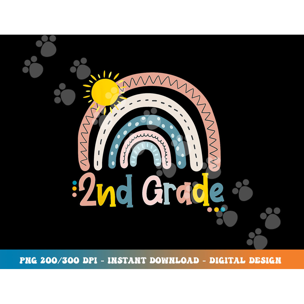 Boho Rainbow Teacher 2nd Grade  png, sublimation copy.jpg