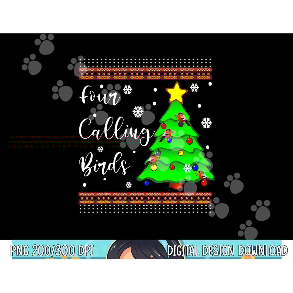 4 Four calling birds Ugly Christmas Tree Snow Sweater Jumper png, sublimation copy.jpg