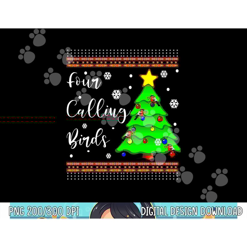 4 Four calling birds Ugly Christmas Tree Snow Sweater Jumper png, sublimation copy.jpg