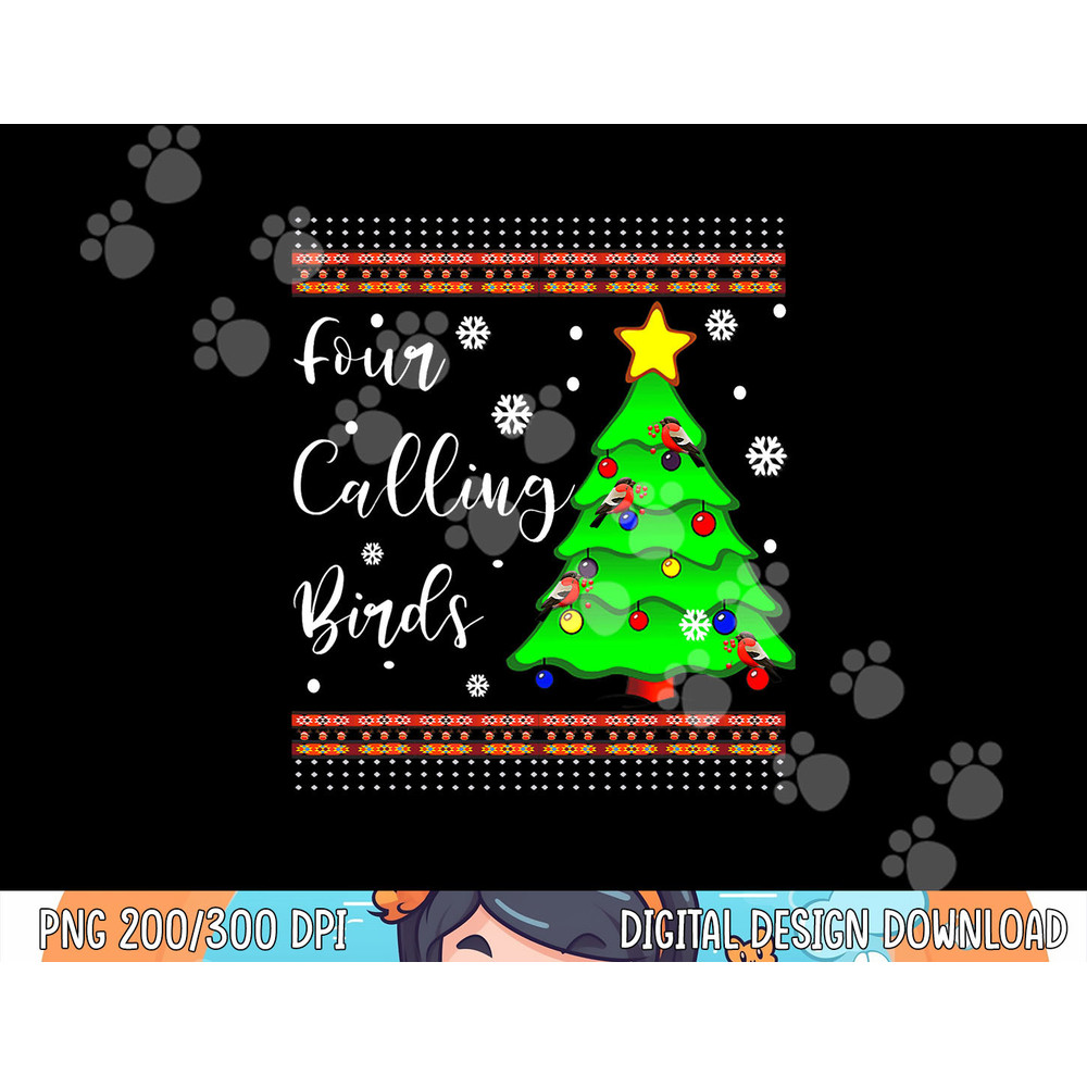 4 Four calling birds Ugly Christmas Tree Snow Sweater Jumper png, sublimation copy.jpg