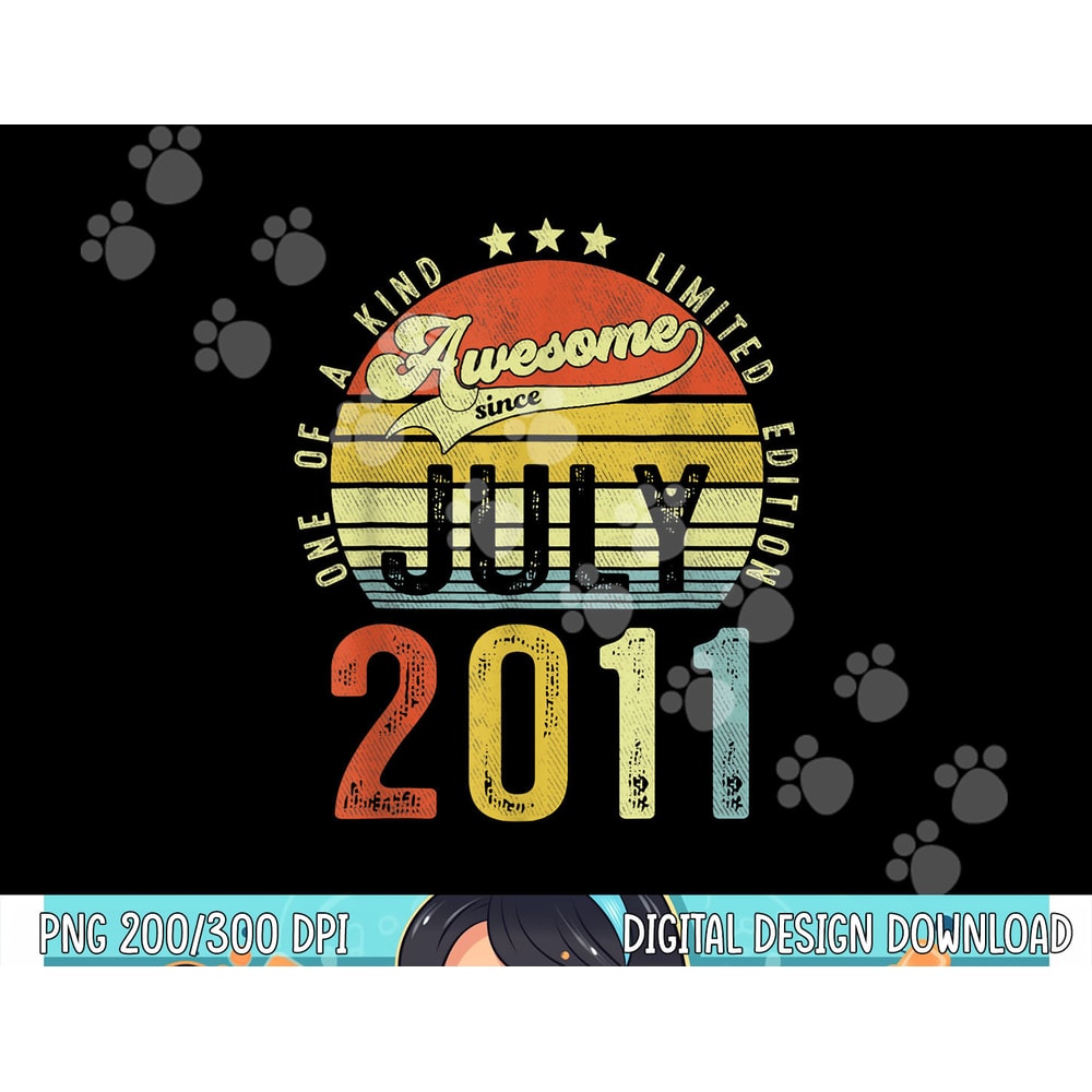 11 Years Old Funny Awesome Since July 2011 11th Birthday png, sublimation copy.jpg