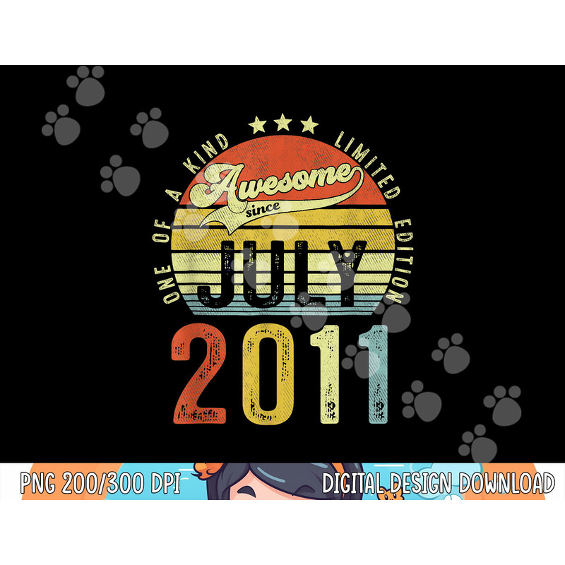 11 Years Old Funny Awesome Since July 2011 11th Birthday png, sublimation copy.jpg