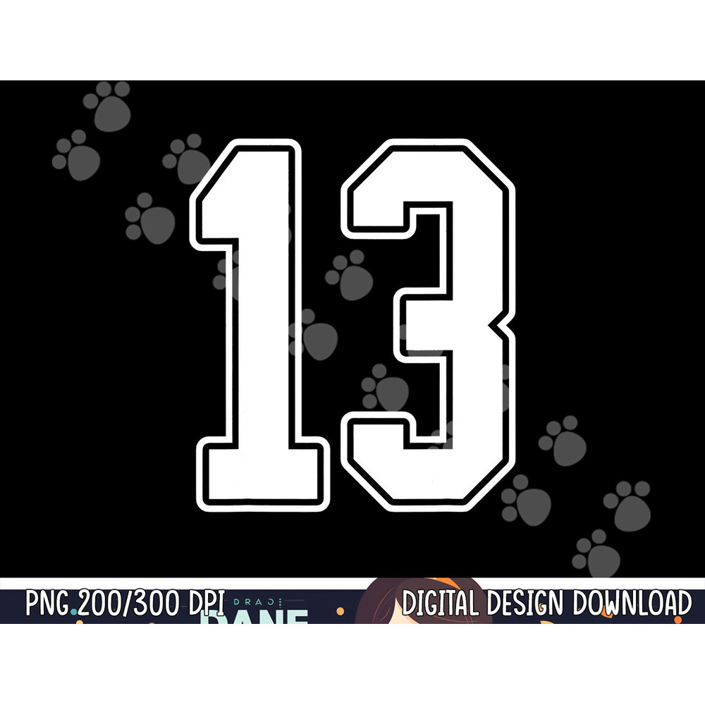13 White Outline Number 13 Sports Fan Jersey Style png, sublimation copy.jpg