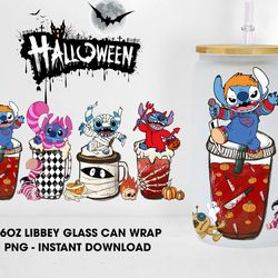 Halloween Movie Character Glass Can Design Sublimation, Spooky Cartoon 16oz Glass Can Wraps, Libbey Glass Wrap