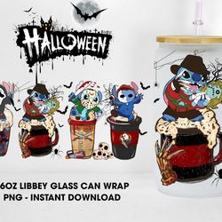 cartoon horror killer 16oz libbey can glass design, halloween horror glass can wrap png, horror movie glass can wrap png