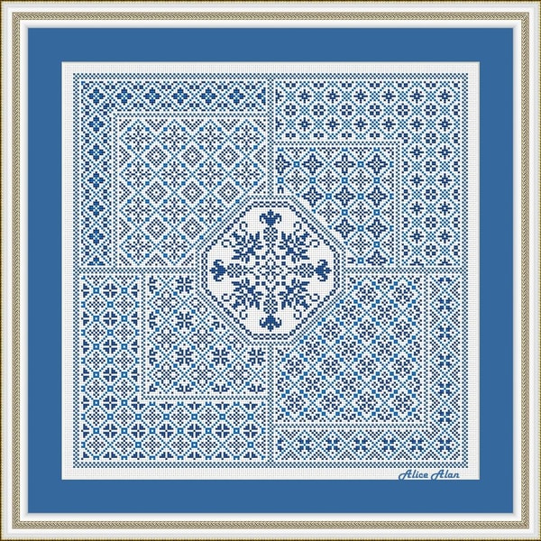 Cross stitch pattern panel sampler geometric ornament mono | Inspire Uplift
