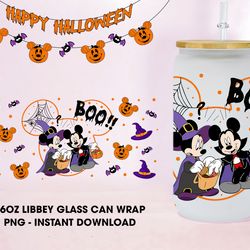 cartoon halloween glass can design png sublimation, hot spooky 16oz libbey glass can wraps,horror cartoon glass can wrap
