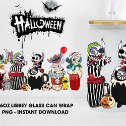Halloween Horror Movie Glass Wrap Png, 16oz Libbey Glass Can Wrap Png, Trick Or Treat, Spooky Vibes, Horror Movie Png, I