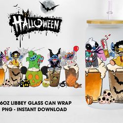 Halloween Movie Coffee Glass Wrap Png, 16oz Libbey Glass Can Wrap Png, Trick Or Treat, Spooky Vibes, Horror Movie Png, I