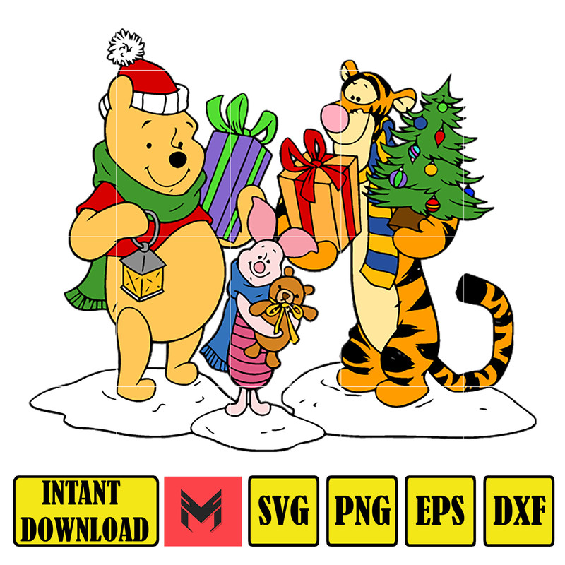 Winnie Pooh Christmas Svg, Christmas Svg, Christmas Pooh svg, Winnie The Pooh Christmas cricut, Instant Download (49).jpg