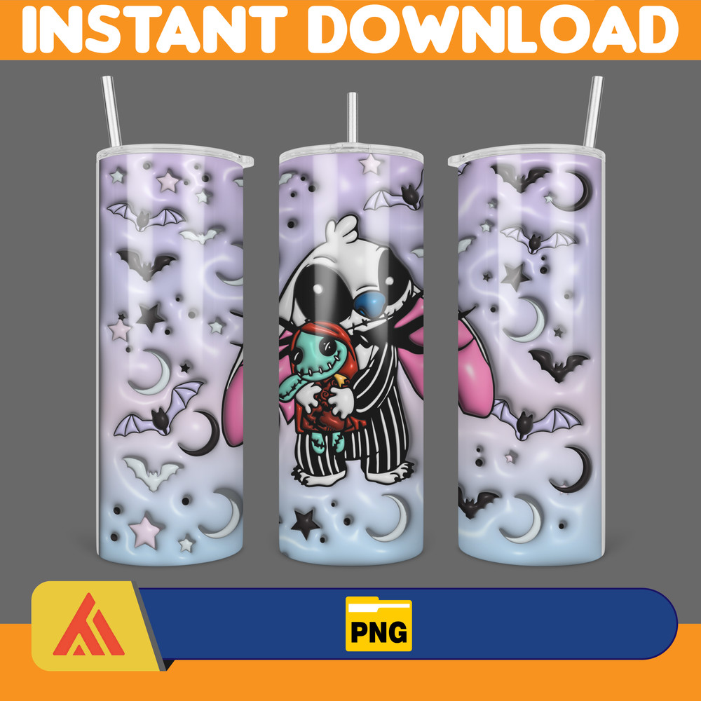 Stitch 3D Inflated Halloween Cartoon Characters 20 Oz Skinny Tumbler Wrap Png Sublimation, Instant Download (15).jpg