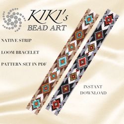 Bead loom pattern,Native strip bead LOOM bracelet cuff pattern design in PDF instant download