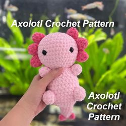 Digitall pattern Crochet axolotl, Pink axolotl plushie, axolotl plush toy, crochet pattern axolotl plush