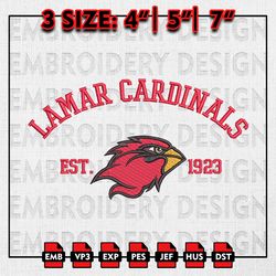 NCAA Lamar Cardinals Embroidery files, NCAA Embroidery Designs, Lamar Cardinals Machine Embroidery Pattern