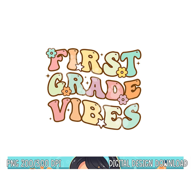 Back To School First Grade Vibes Retro Teacher Women Kids png, sublimation copy.jpg
