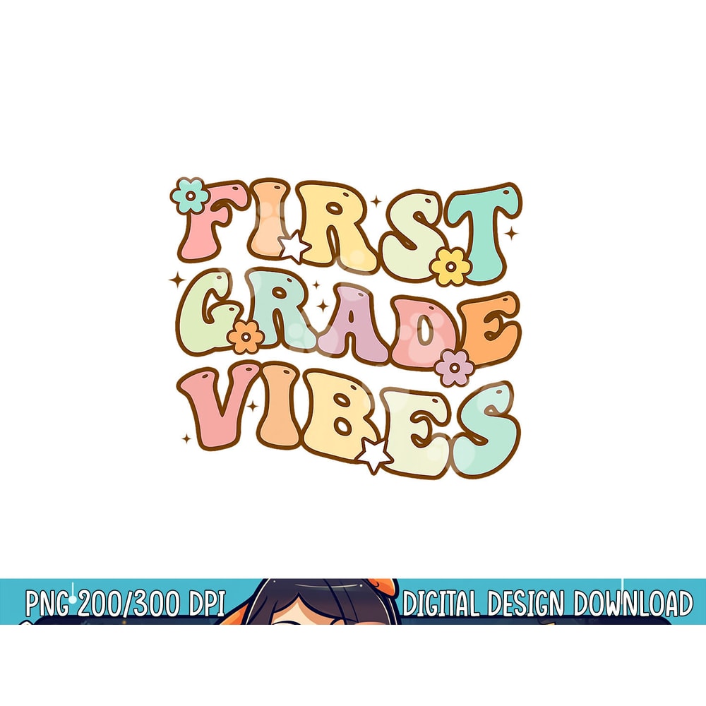 Back To School First Grade Vibes Retro Teacher Women Kids png, sublimation copy.jpg