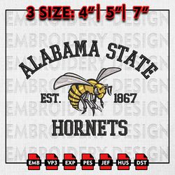 NCAA Alabama State Hornets Embroidery files, NCAA Embroidery Designs, Alabama State Hornets Machine Embroidery Pattern