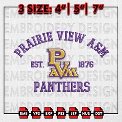 NCAA Prairie View AM Panthers Embroidery files, NCAA Embroidery Designs, NCAA Machine Embroidery Pattern