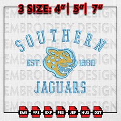 NCAA Southern Jaguars Embroidery files, NCAA Embroidery Designs, Southern Jaguars Machine Embroidery Pattern