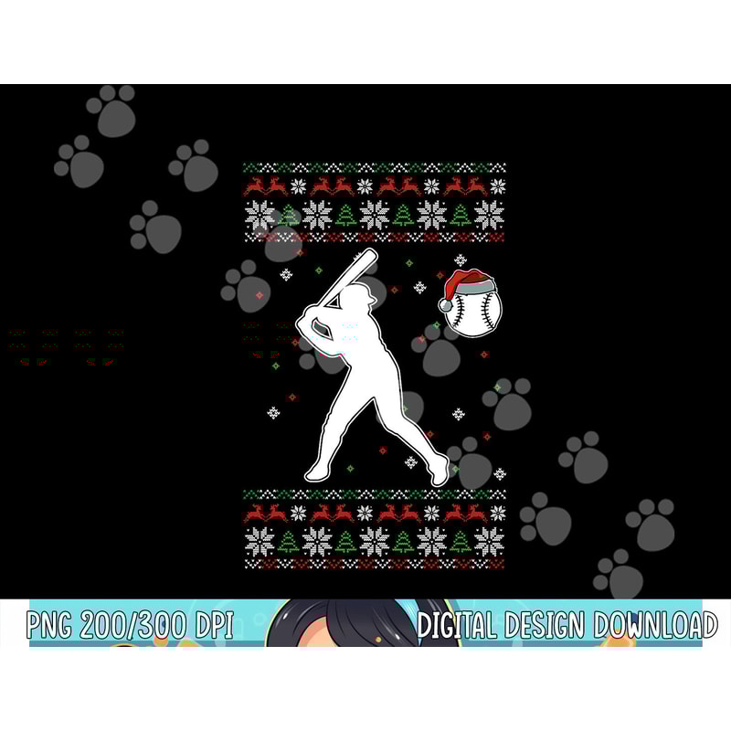 Baseball Player Christmas Cool Ugly X-Mas Pajama Boys Kids png, sublimation copy.jpg