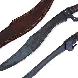 super sharp steel beautiful handmade carbon steel (1095) 28 inches hunting machete/ sword with leather sheath sss-00676