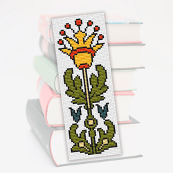 Cross stitch bookmark pattern Vintage Flower, Antique embroidery pattern, Bookmark x-stitch, Gift for book lover