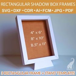 Rectangular shadow box frame and frame stand – SVG for Cricut, DXF for Silhouette, FCM for Brother, PDF cut files