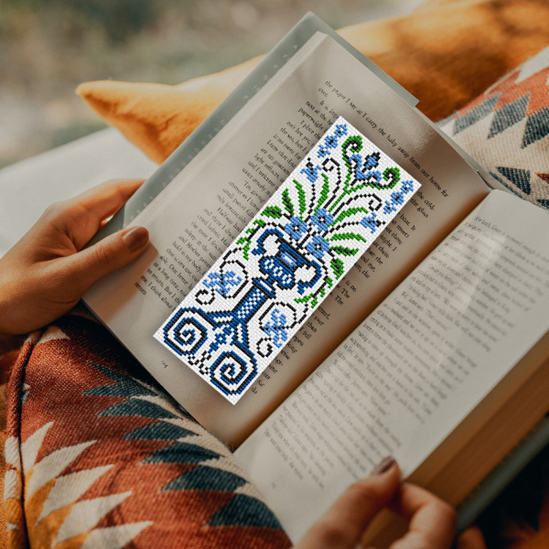 flower cross stitch bookmark