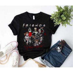 halloween friends t-shirt, horror movie shirt, pennywise - freddy krueger - jason voorhees - hannibal lecter - jigsaw -