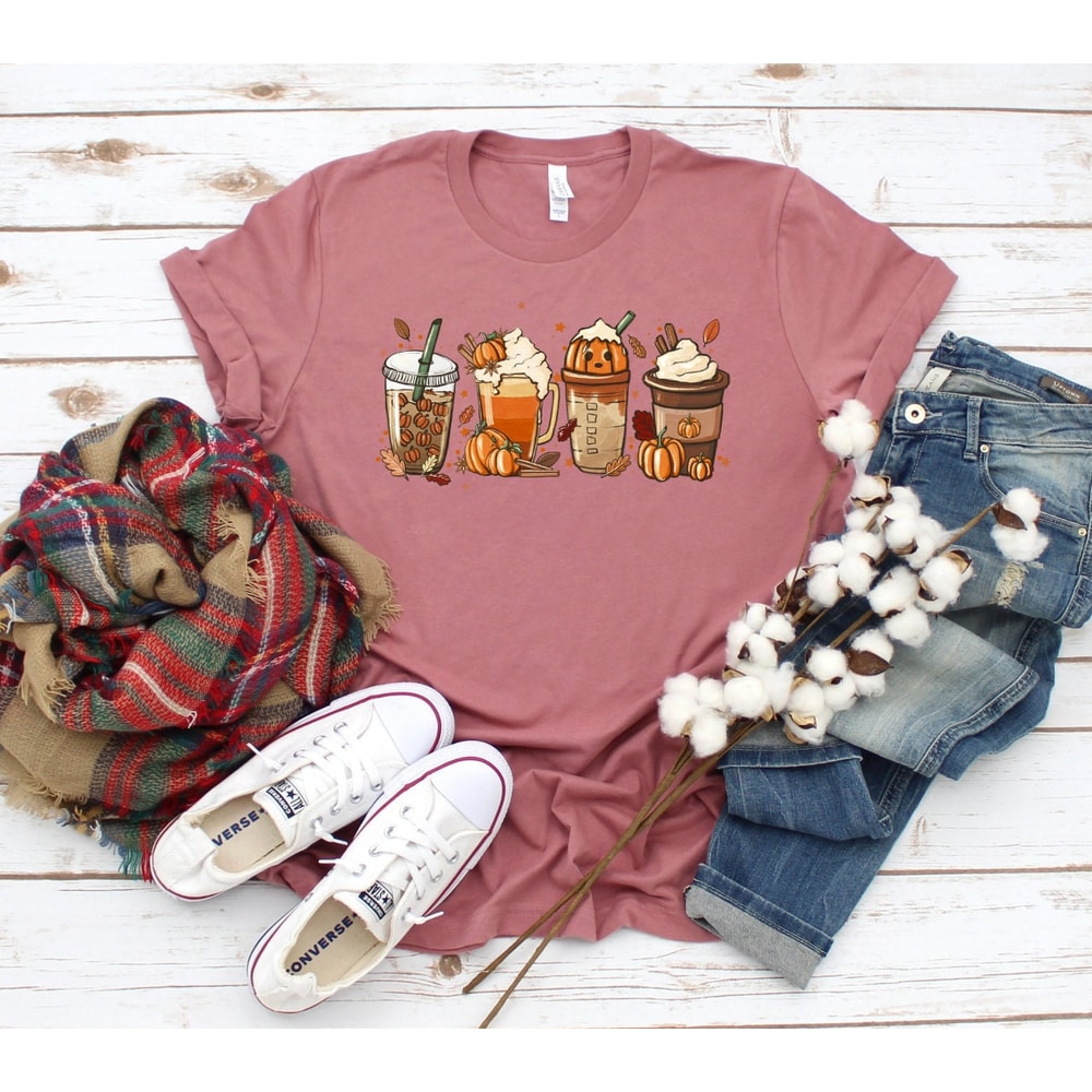 Fall Coffee Shirt, Cute Fall Shirt, Coffee Lover tee Shirt, Halloween Pumpkin Latte Drink Cup, Pumpkin Spice Shirt, Thanksgiving Shirt - 6.jpg