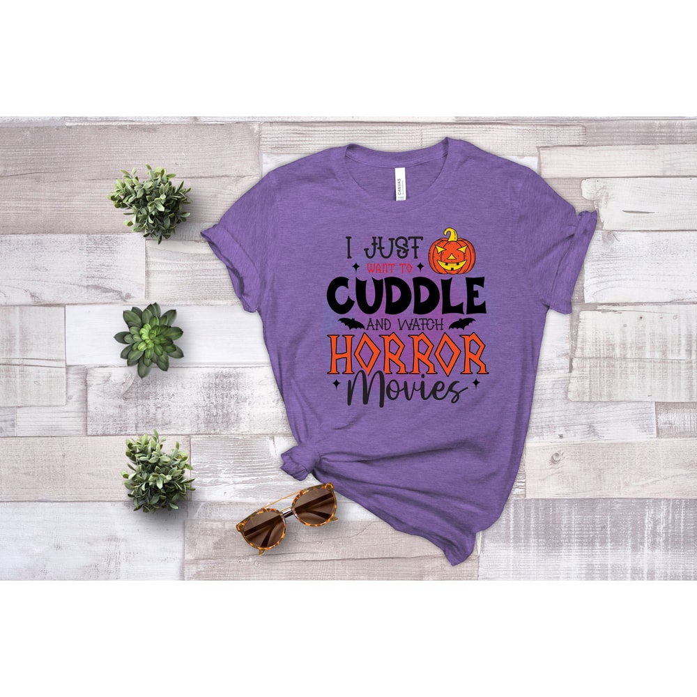 I Just Want To Cuddle And Watch Horror Movies Shirt, Halloween Costume, Funny Halloween Gift, Halloween Party Shirt, Spooky Season Tee - 5.jpg