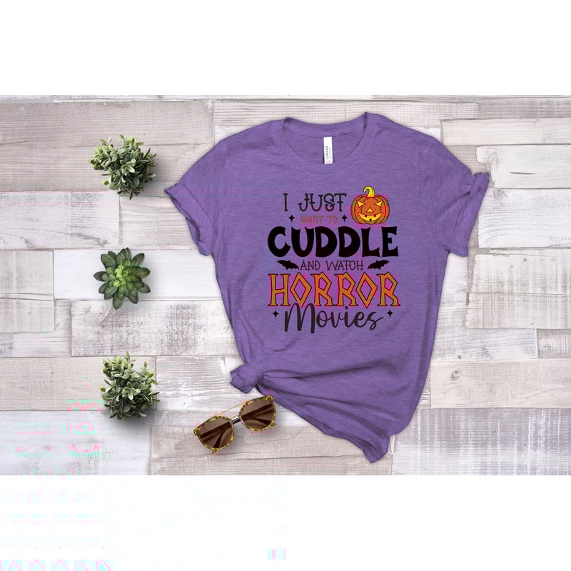 I Just Want To Cuddle And Watch Horror Movies Shirt, Halloween Costume, Funny Halloween Gift, Halloween Party Shirt, Spooky Season Tee - 5.jpg