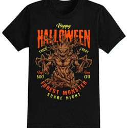 forest monster 2 halloween t-shirt for men, women kids 100 cotton black shirt, funny scary t-shirts