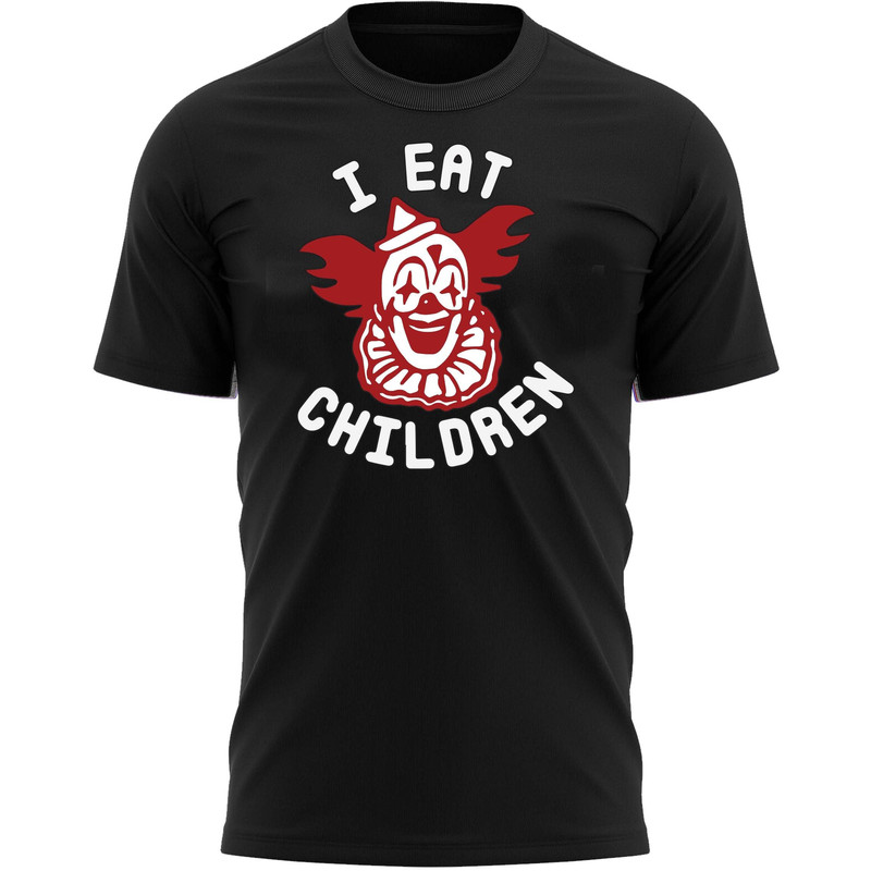 I Eat Children Clown Halloween T-Shirt For Men, Women & Kids 100% Cotton Black Shirt, Scary T-Shirts - 1.jpg