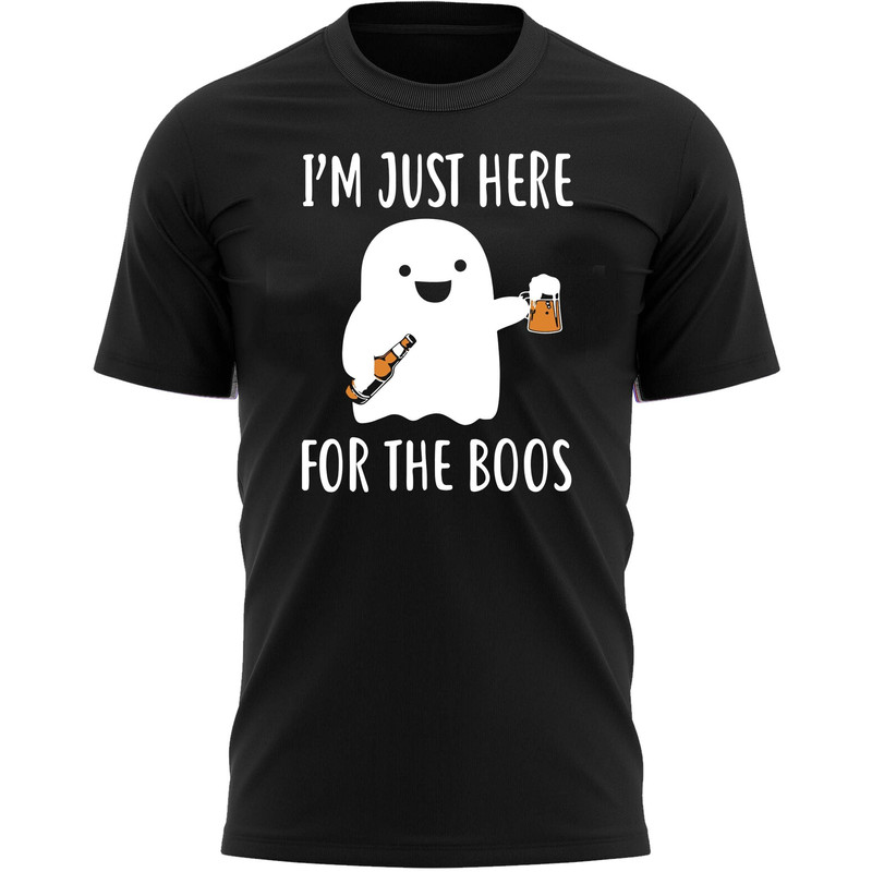 Just Here For The Boos Halloween T-Shirt For Men, Women & Kids 100% Cotton Black Shirt, Funny T-Shirts - 1.jpg
