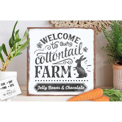 welcome to our cottontail farm svg, cottontail svg, easter svg, cottontail farms svg, easter bunny svg, vintage easter