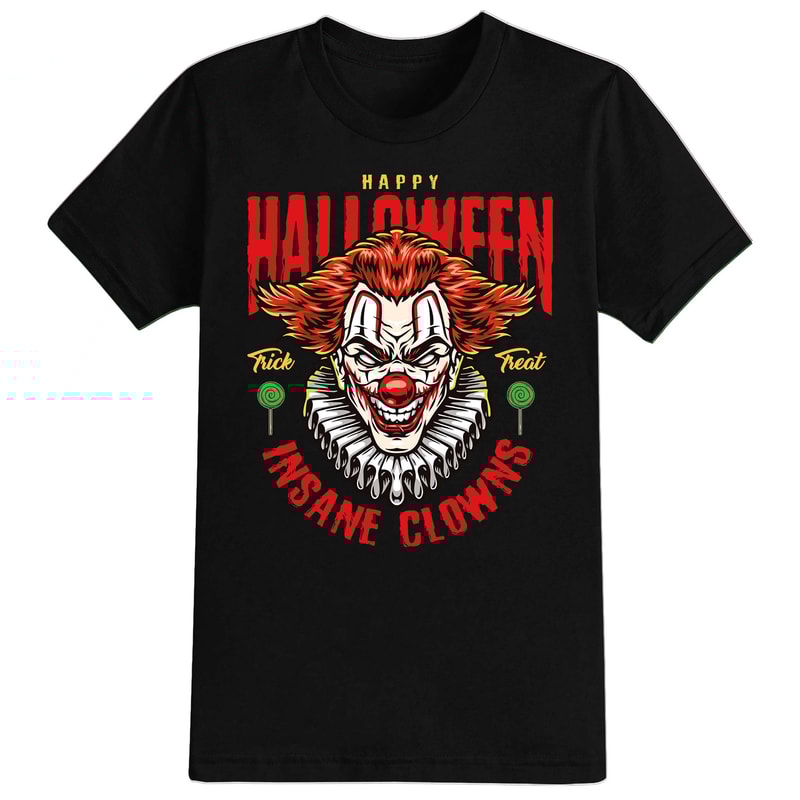 Insane Clowns Halloween T-Shirt For Men, Women & Kids 100% Cotton Black Shirt, Funny Scary T-Shirts - 1.jpg
