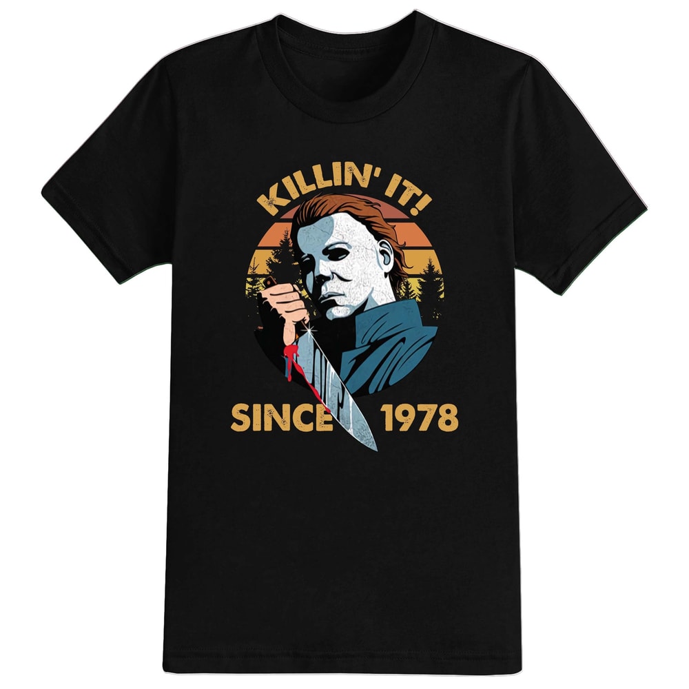 Killing It Since 1978 Halloween T-Shirt For Men, Women & Kids 100% Cotton Black Shirt, Funny Scary T-Shirts, Horror Movie Shirts - 1.jpg