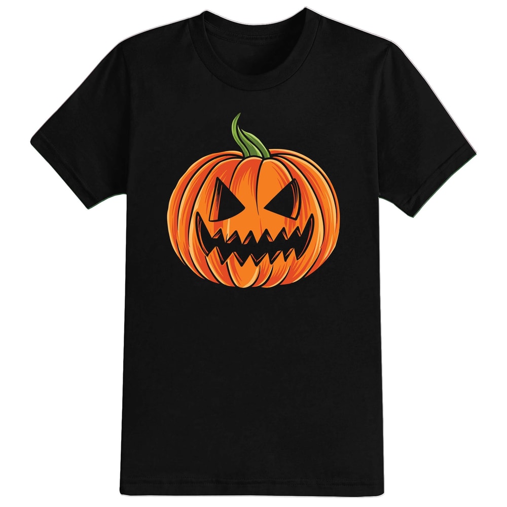 Scary Pumpkin Halloween T-Shirt For Men, Women & Kids 100% Cotton Black Shirt, Funny Scary T-Shirts, Horror Movie Shirts - 1.jpg