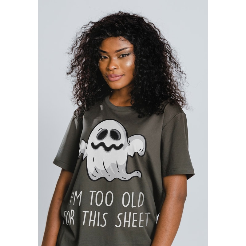 I'm Too Old For This Sheet Unisex Tees, Black Spooky Shirt, Funny Halloween Shirt, Halloween Costume, Rude Halloween Clothes, Ghost Shirt - 3.jpg