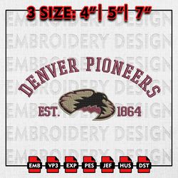 ncaa denver pioneers embroidery files, ncaa embroidery designs, denver pioneers machine embroidery pattern