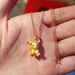 Pokemon Pikachu Pendant Necklace Cartoon Anime Kawaii 3D Figure Toys Clavicle Chain Jewelry Birthday Jewelry