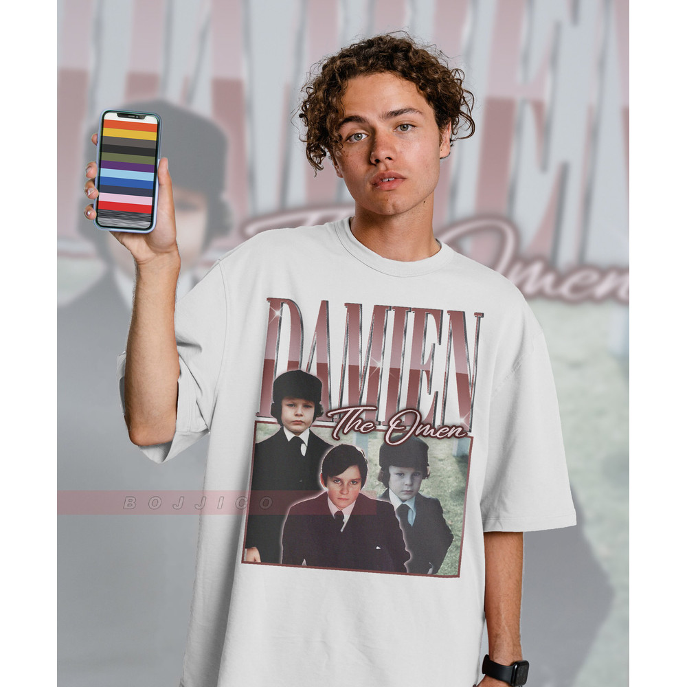 RETRO DAMIEN The Omen, Damien, The Son of Satan Shirt, Jonathan Scott-Taylor Tees, Old 70s Film Retro Vintage Shirt, Horror Halloween Fan - 2.jpg
