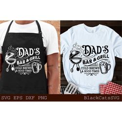 dad's bar and grill svg, beer and bbq svg, barbecue svg, grilling svg, father's day gift svg, bbq cut file, funny apron