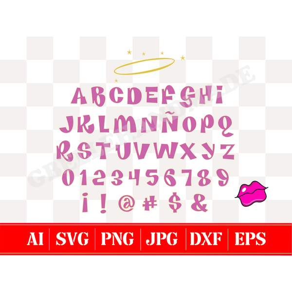 Bratz Font Alphabet Halo And kiss Vector SVG | Inspire Uplift