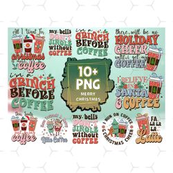 10 merry christmas sublimation bundle, christmas png, coffee png, christmas coffee