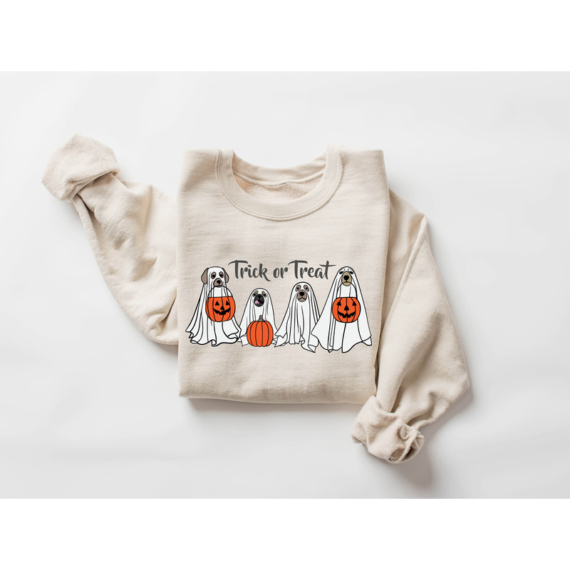 Halloween Ghost Dog Sweatshirt, Retro Halloween Ghost Hoodie, Pumpkin Ghosts Sweatshirt, Spooky Ghost Hoodie, Bogey Dog Sweatshir - 3.jpg