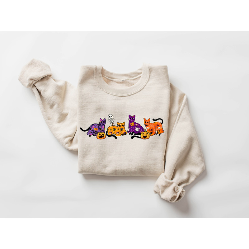 Halloween Sweatshirt,Cat Sweatshirt,Ghost Shirt,Halloween Sweater,Cool Halloween Cat Shirt,Cat Lover Tshirt,Black Cat Shirt,2023 Spooky Seas - 4.jpg