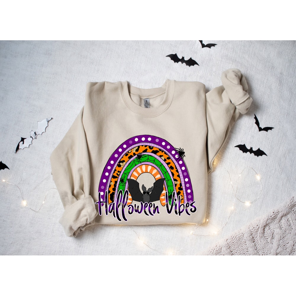 Halloween Vibes Rainbow Sweatshirt,Spooky Halloween Shirt, Funny Halloween Shirt, Halloween Shirt,Woman Halloween Gift - 2.jpg