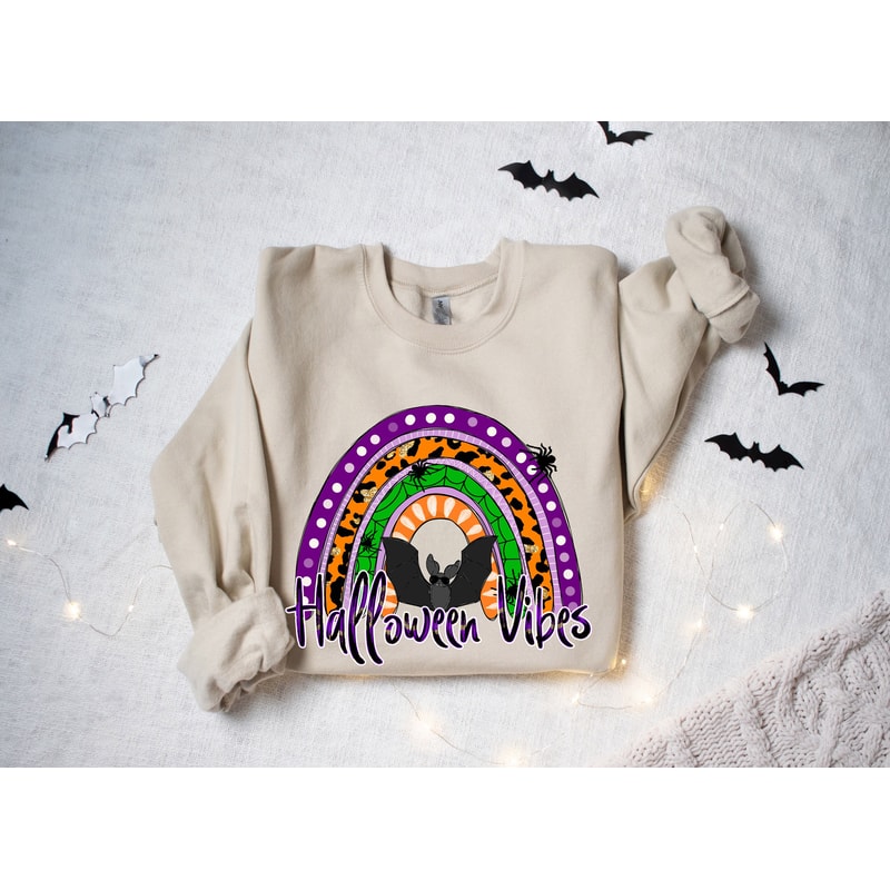 Halloween Vibes Rainbow Sweatshirt,Spooky Halloween Shirt, Funny Halloween Shirt, Halloween Shirt,Woman Halloween Gift - 2.jpg